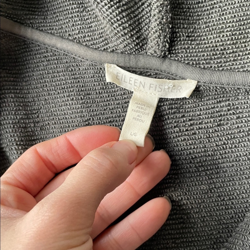 Eileen Fisher Organic Cotton French Terry Hooded Jacket - Picture 13 of 14